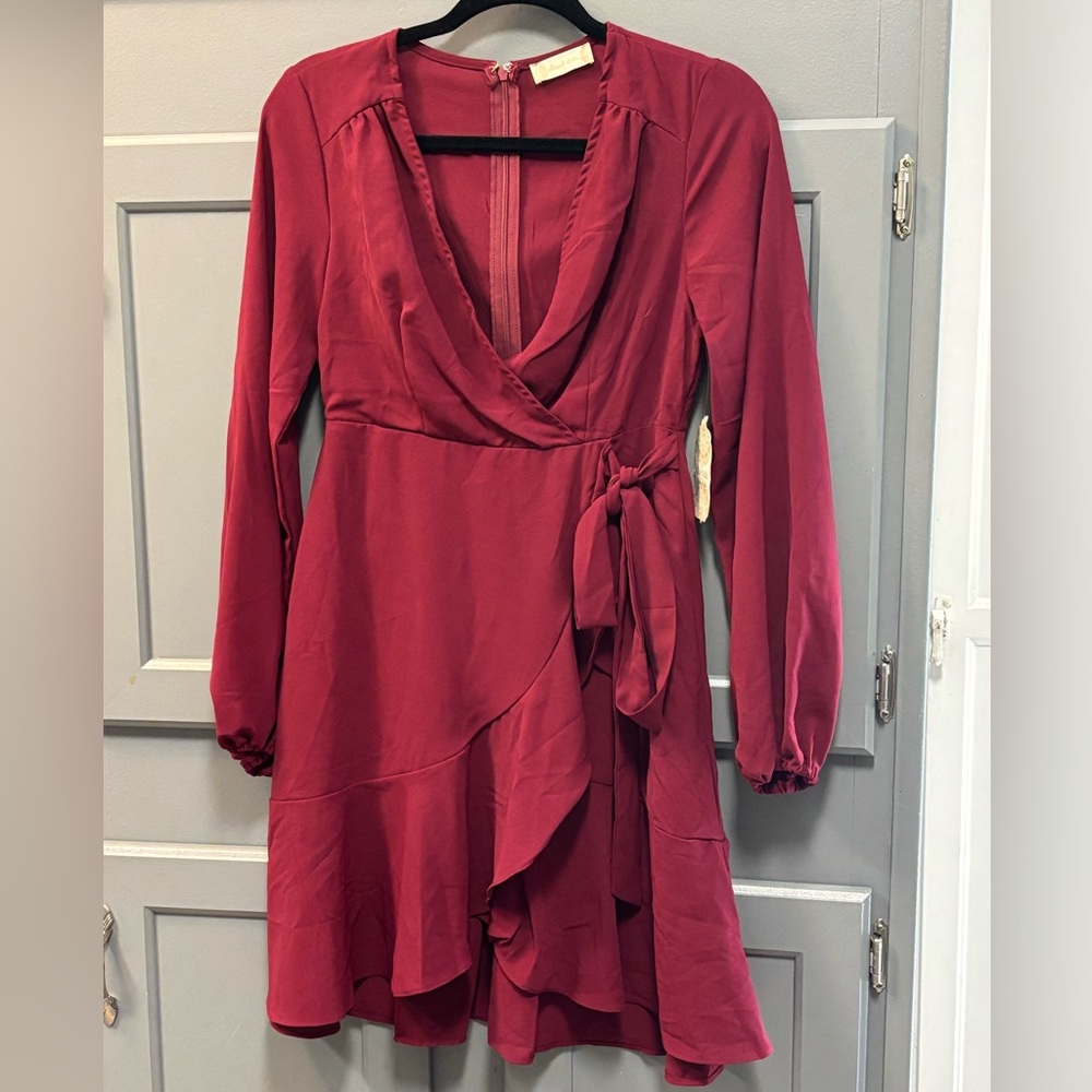 Altar'd State Deep Red Long Sleeve Dress